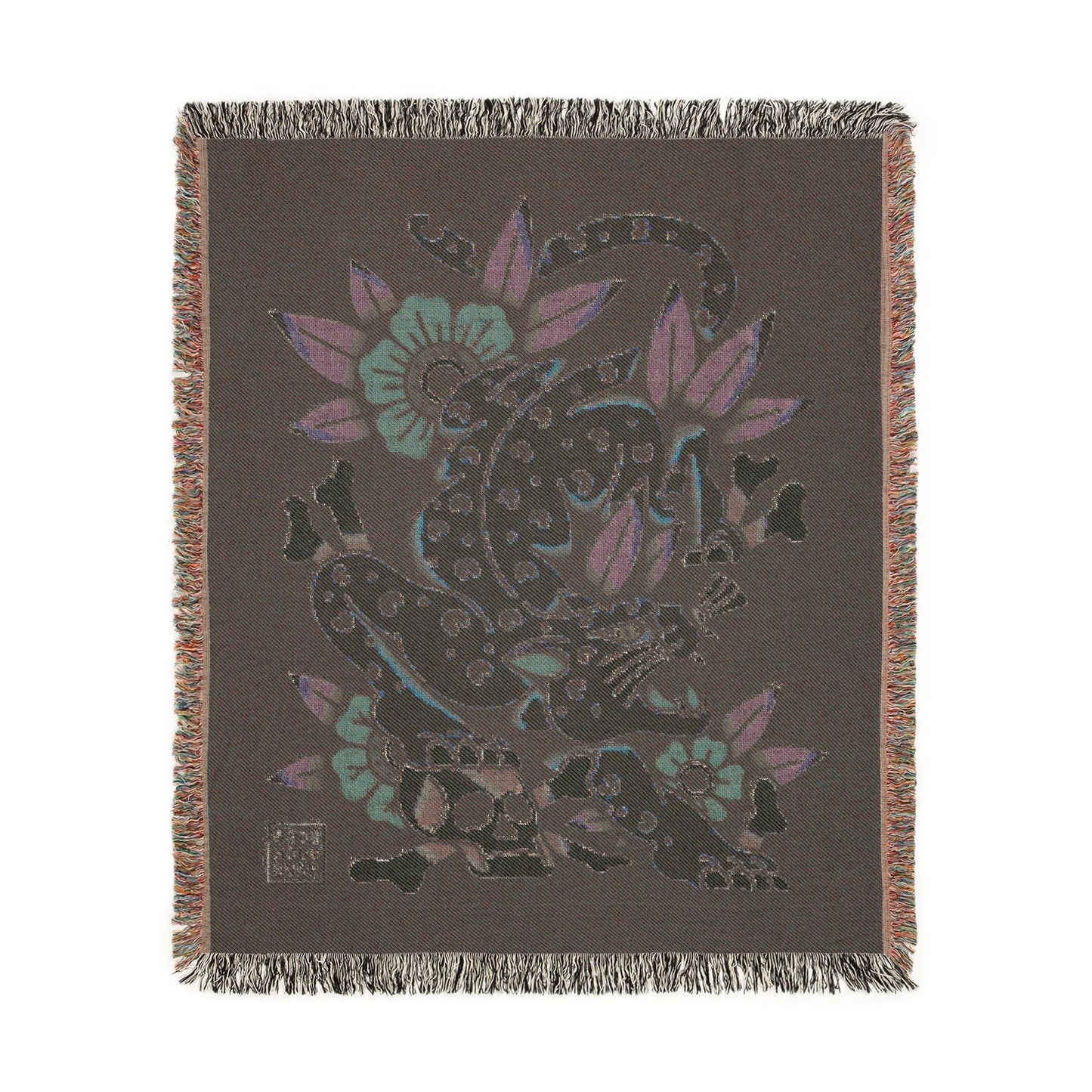 LEOPARD TRADITIONAL TATTOO WOVEN TAPESTRY BLANKET